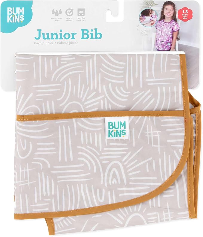 Bumkins Bibs - Toddler Bibs, Waterproof, Large for 1-3 Years, Short Sleeve-BubblyBeeBaby