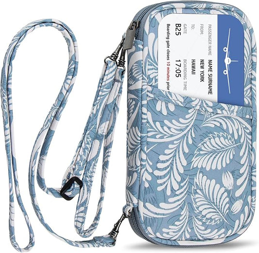 jiemei RFID Family Passport Wallet Holder Waterproof, Travel Document Organizer Credit Card Clutch Bag for Men Women (RFID Leaf)-BubblyBeeBaby