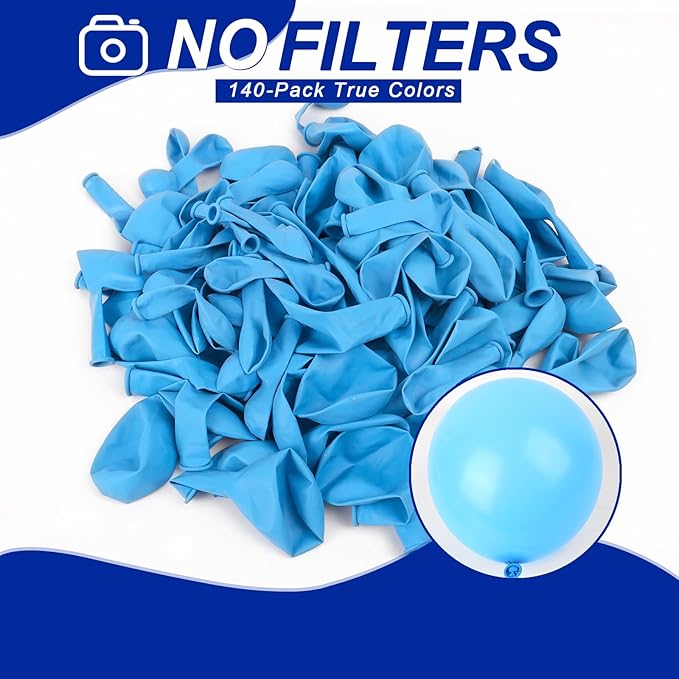 140pcs Light Blue Round Balloons Different Sizes 18 12 10 5 Inch Latex Balloons for Arch Decoration Party Balloon Kit for Graduation Birthday Party Wedding Balloon Baby Shower Decoration-BubblyBeeBaby