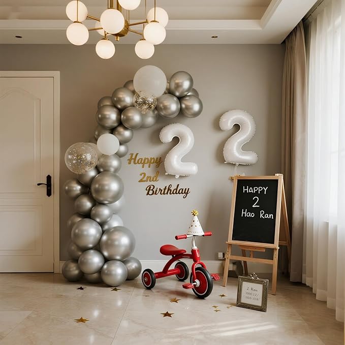 140pcs Metallic Silver Round Balloons Different Sizes 18 12 10 5 Inch Latex Balloons for Arch Decoration Party Balloon Kit for Graduation Birthday Party Wedding Balloon Baby Shower Decoration-BubblyBeeBaby