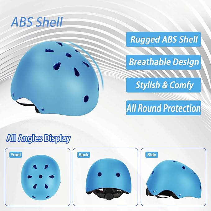 Kids Bike Helmet Set Adjustable Helmet for Ages 3-15 Kids Toddler Boys Girls Youth, Multi-Sport Bicycle Skateboarding Football Rollerskating Scooter Rollerblade Balance Bike Helmets-BubblyBeeBaby