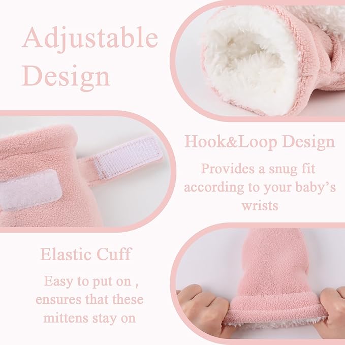 Zsedrut No Scratch Baby Mittens Toddler Infant Fleece Lined Gloves Winter Warm Mitten for Baby Boys Girls-BubblyBeeBaby