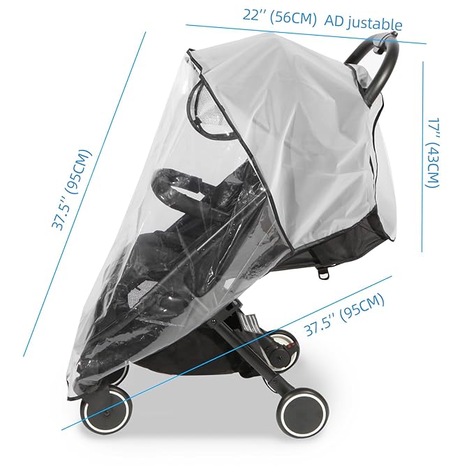 Clear Stroller Rain Cover, Universal Travel Weather Shield Breathable Baby Stroller Rain Cover for Windproof, Waterproof, Protect from Sun Dust Snow-BubblyBeeBaby