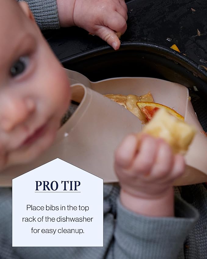 Lalo The Bib - Waterproof, Non-Toxic Silicone Baby Bib with Adjustable Neck Band & Silicone Food Pouch Catcher, Set of 2-BubblyBeeBaby