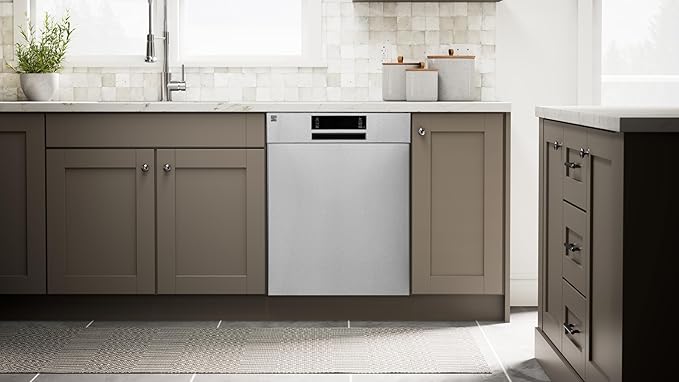 Kenmore 24" Built-in Stainless Steel Tub Dishwasher EasyFlex 3rd, SmartWash, UltraWash Plus, TurboDry, and Adjustable Rack, Energy Star Certified, Fingerprint Resistant-BubblyBeeBaby