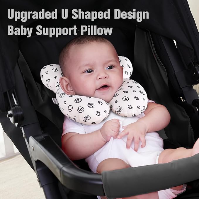 KAKIBLIN Baby Neck Pillow, Baby Head Pillow, Upgraded Travel Support Pillow for Carseat, Neck Support for Car Seat,Pushchair (Snail)-BubblyBeeBaby
