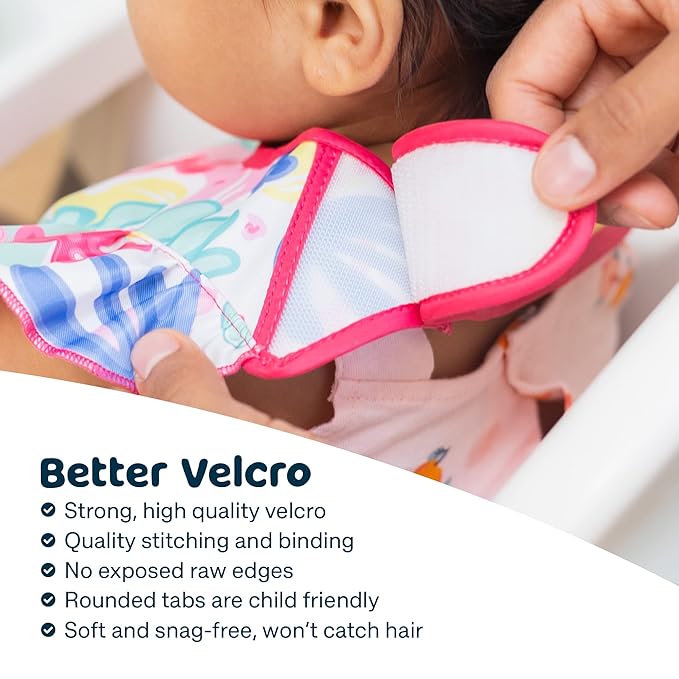 Tiny Twinkle Mess Proof Baby Bibs for Eating - Waterproof, Wipeable Bibs - Toddler Bibs - Travel Friendly - PFAS, PVC, BPA, Phthalate Free - Baby Food Bibs(3 Pack, Loved Girl)-BubblyBeeBaby