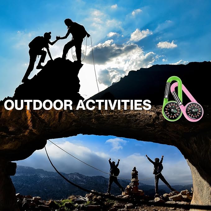 12 Pcs Mini Compass Keychain for Kids Bulk, Small Pocket Magnetic Compass Survival Hiking for Outdoor Survival Camping Party Backpacking Accessory-BubblyBeeBaby