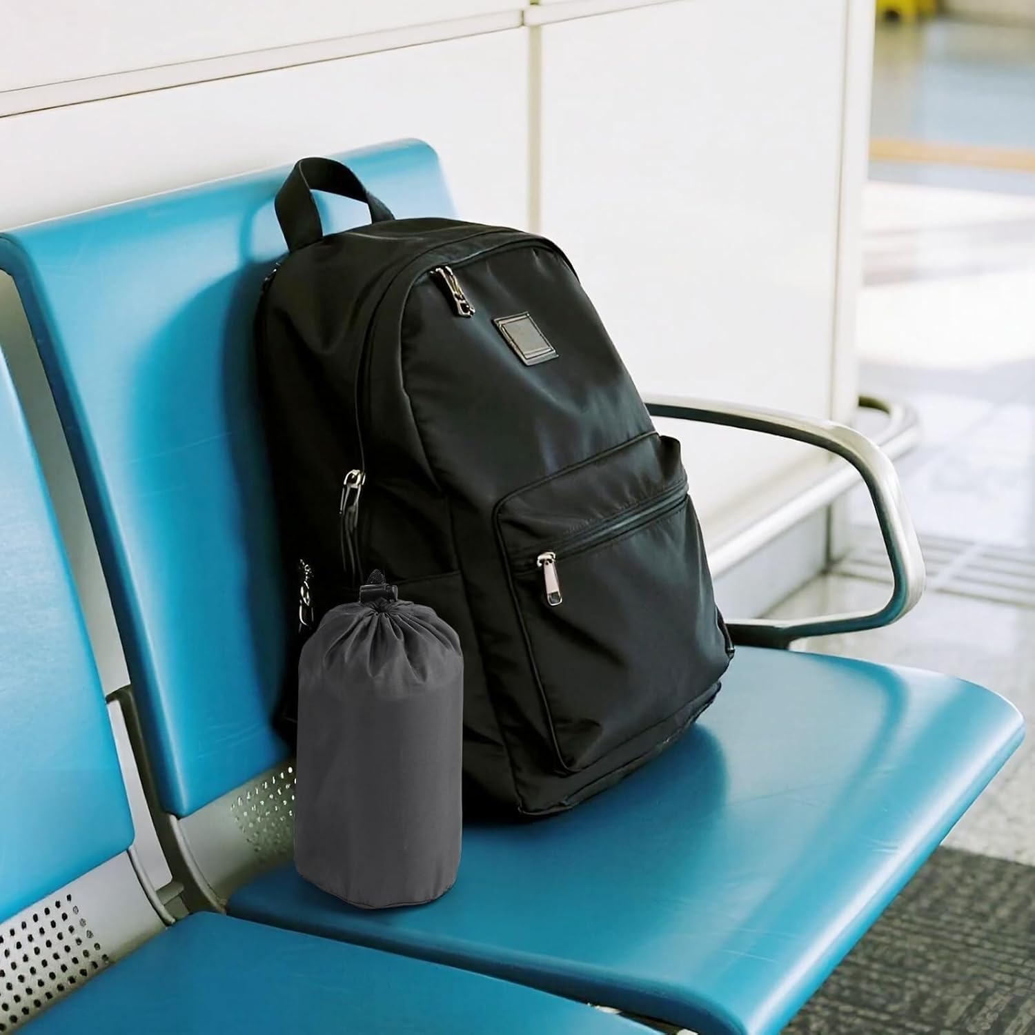 Self-Inflating Airplane Seat Cushion for Long Flights – Portable Travel Cushion Airplane Seat - Memory Foam Travel Seat Cushion Providing Pressure Relief and Premium Comfort (Extra Large Grey)