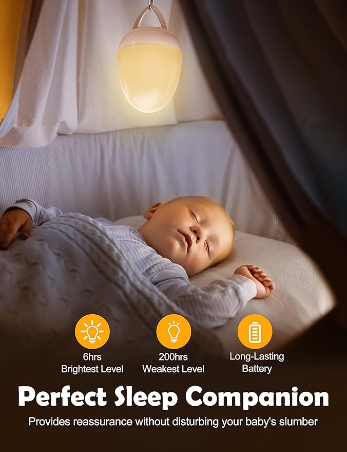 JolyWell Night Lights for Kids with Stable Charging Pad, Touch Control&Timer Setting, ABS+PC Baby Egg Lamp for Breastfeeding，Pink-BubblyBeeBaby