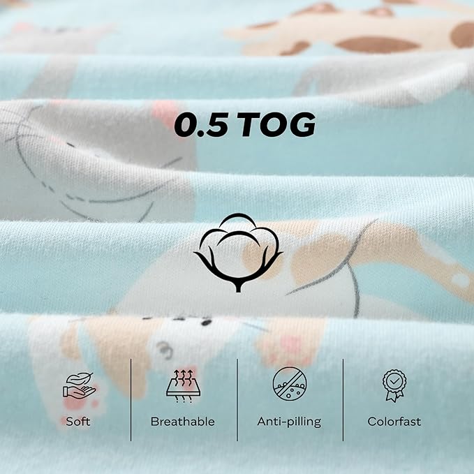 JELLYMONI Baby Sleep Sack 0-6 Months Wearable Blanket for Baby, 100% Cotton 2 Pack Infant Toddler Sleeping Sack Lightweight Soft 2-Way Zipper Sleepsack-BubblyBeeBaby