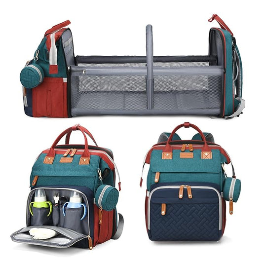 Jeryswet Baby Diaper Bags with Changing Station, Waterproof Large Capacity Diaper Bag Backpack for Moms Dads with USB Charging Port and Stroller Straps, Baby Shower Gifts, RGB-BubblyBeeBaby