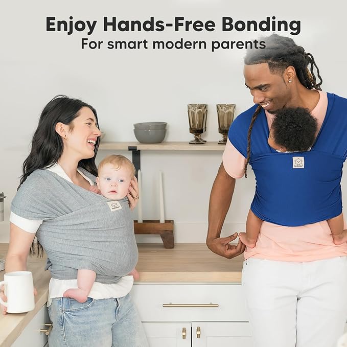 KeaBabies Baby Wrap Carrier - All in 1 Original Baby Carrier Newborn to Toddler Sling, Easy to Wear, Hands Free Bonding, Lightweight, Breathable Infant Wraps (Cobalt Blue)-BubblyBeeBaby