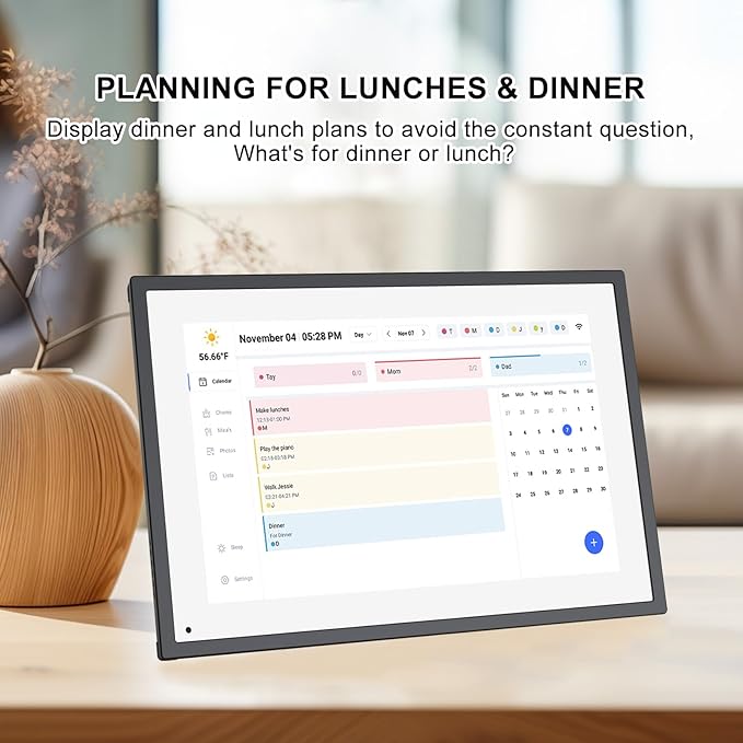 10.1 Inch Smart Digital Calendar Planner & Chore Chart, IPS HD Touchscreen Interactive Display for Family Schedules, Built-in Digital Picture Frames Function - Streamline Household Organization-BubblyBeeBaby