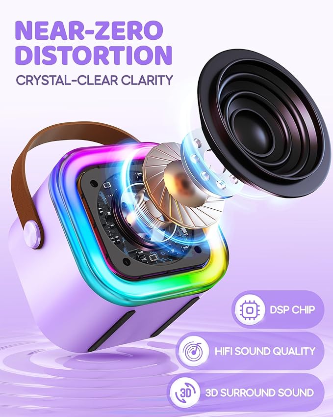 IROO Mini Karaoke Machine for Kids, 2025 TOP Toys Birthday Gifts Ideas for Girls Ages 4, 5, 6, 7, 8, 9, 10, 12+ Years Old, Portable MP3 Player with 3 Wireless Mics for Party-BubblyBeeBaby