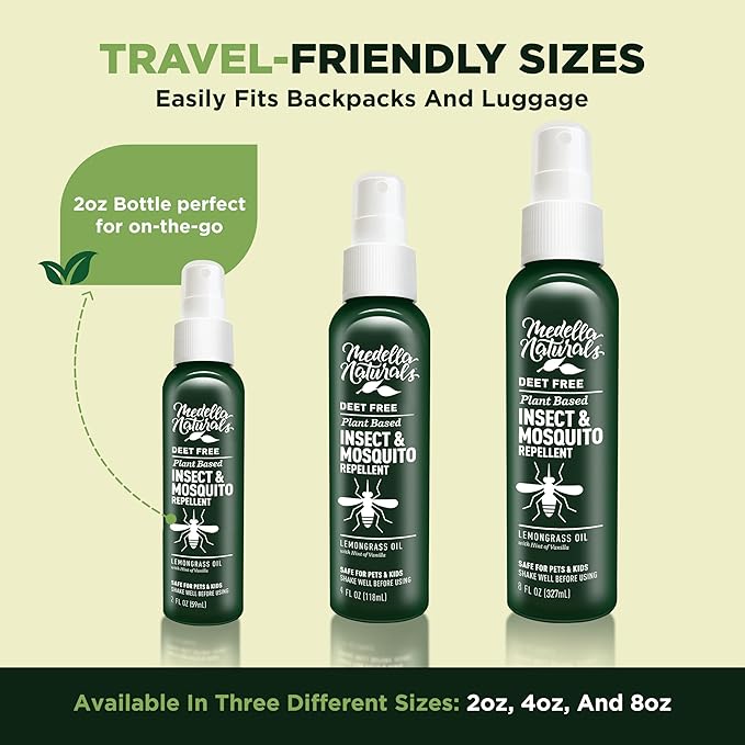 Insect & Mosquito Repellent, DEET-Free Naturally Derived Formula, Kid and Pet Friendly, Made in The USA, 4 Ounce Spray Bottle-BubblyBeeBaby