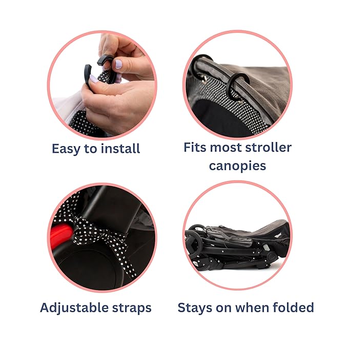 Stroller Sun Shade - Universal UV Protection Cover for Strollers Sunshade with See Through, Clip-On Sun Blocker, Sun Shield for Baby, Breathable Adjustable Fit, Full Coverage, Large-BubblyBeeBaby