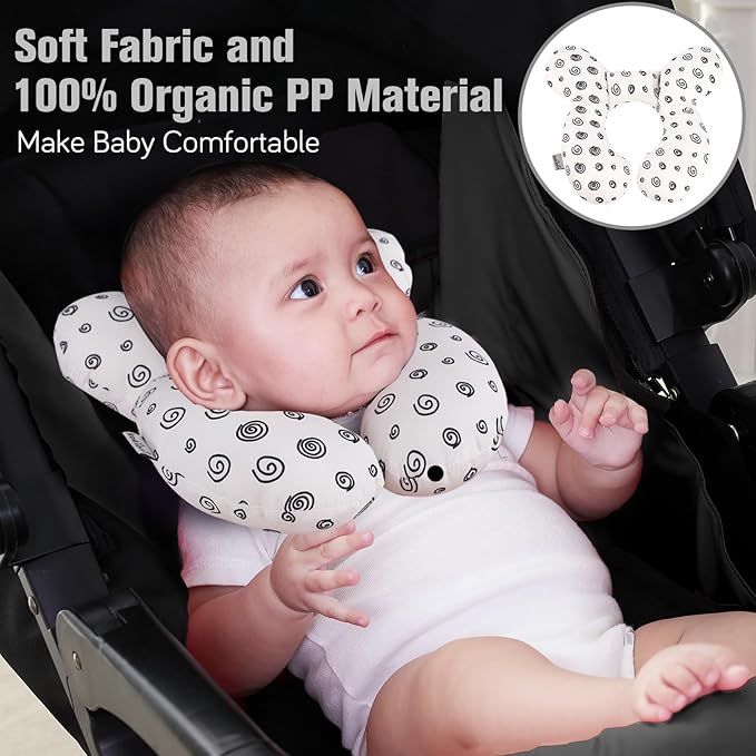 KAKIBLIN Baby Neck Pillow, Baby Head Pillow, Upgraded Travel Support Pillow for Carseat, Neck Support for Car Seat,Pushchair (Snail)-BubblyBeeBaby
