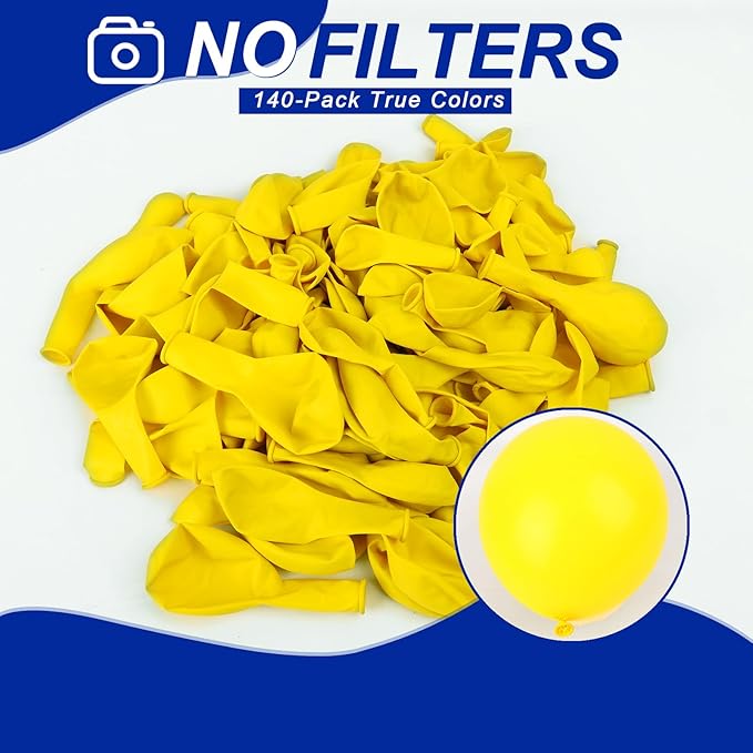 140pcs Yellow Round Balloons Different Sizes 18 12 10 5 Inch Latex Balloons for Arch Decoration Party Balloon Kit for Graduation Birthday Party Wedding Balloon Baby Shower Decoration-BubblyBeeBaby