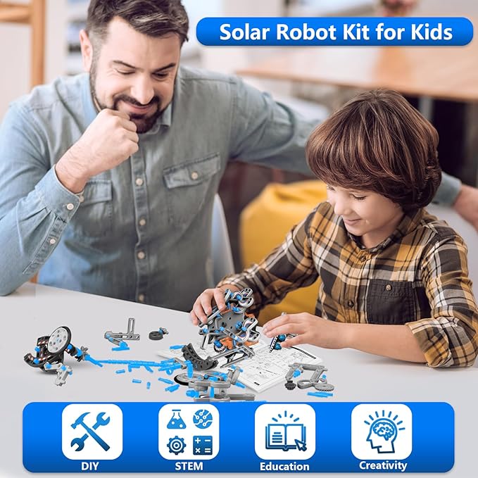 13-in-1 Solar Robot Toys for Ages 8 9 10 11 12 Year Old Boys Girls, STEM Science Kits for Kids Age 8-12, Building Experiments Robotics Kit STEM Projects for Kid Christmas Birthday Gifts (Gray)-BubblyBeeBaby