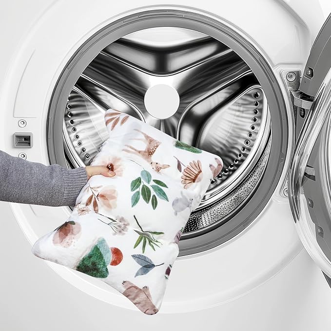 Infant Car Seat Insert and Strap Covers, Very Soft Car Seat Head Support Baby Girl Boy, Reversible Newborn Carseat Insert Cushion Fits for Stroller, Baby Swing, Bouncer (White Animals)-BubblyBeeBaby