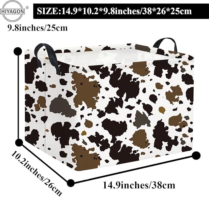 HIYAGON Rectangular Cow Basket Kids Basket Baby Storage Bin Toy Basket Organizer Box for Boys Room Decor(Cow)-BubblyBeeBaby