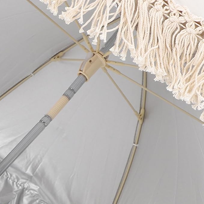 Baby Outdoor Parasols, Baby Stroller Parasol Umbrella with Adjustable Clamp, Toddler Parasol for Trolley Wheelchair Beach Chair, Outdoor Activities (Beige with-BubblyBeeBaby