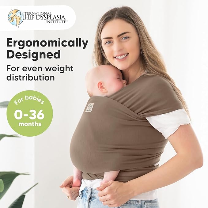 KeaBabies Baby Wrap Carrier - All in 1 Original Baby Carrier Newborn to Toddler Sling, Easy to Wear, Hands Free Bonding, Lightweight, Breathable Infant Wraps (Saddle Brown)-BubblyBeeBaby