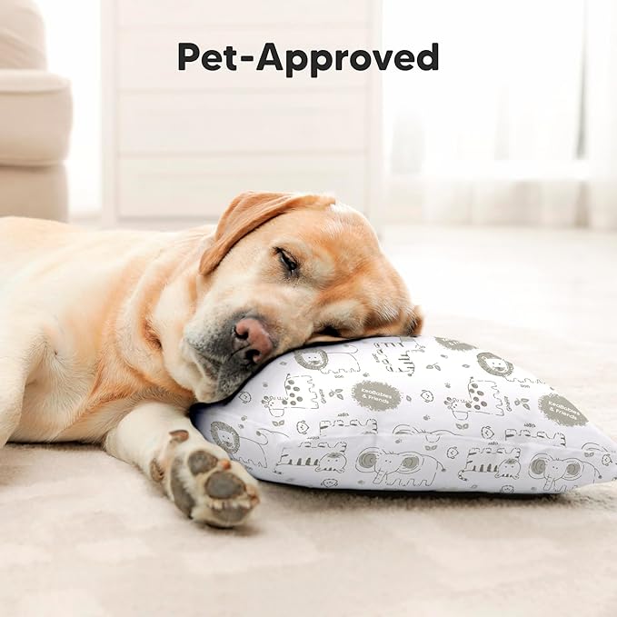 KeaBabies Toddler Pillow with Pillowcase, Jumbo 14X20 - Soft Organic Cotton Toddler Pillows for Sleeping - Machine Washable - Perfect for Travel, Toddler Bed Set (KeaSafari)-BubblyBeeBaby