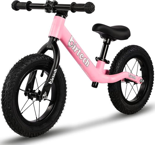 12" Balance Bike for 2, 3, 4, 5 Year Old Boys and Girls, Lightweight Nylon Frame Toddler Training Bike No Pedal Bikes for Kids with Adjustable Seat and Air Tires-BubblyBeeBaby