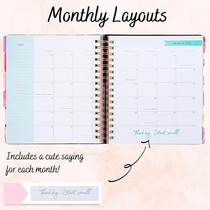 2025-2026 Monthly Large Planner- Daily, Weekly & Monthly Organizer with 3 Pens & Stickers - Organized Chaos Pink, January 2025 to June 2026, Stylish & Durable-BubblyBeeBaby
