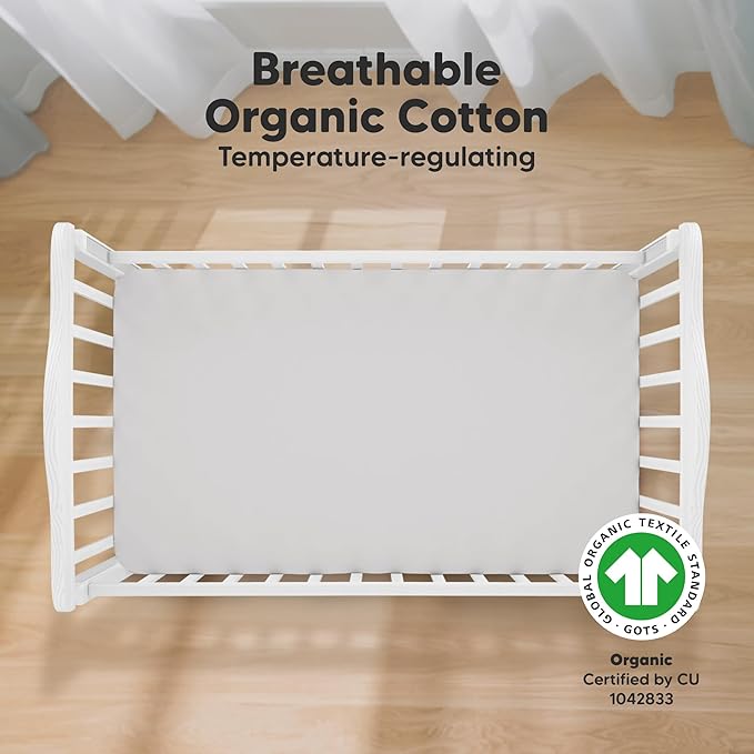 KeaBabies 2-Pack Organic Crib Sheets for Boys, Girls - 52x28 Fitted Crib Mattress Sheet Neutral, Breathable Jersey Cotton Cover for Baby Bed, Toddler Mattress, Soft & Cute Prints (Sage)-BubblyBeeBaby