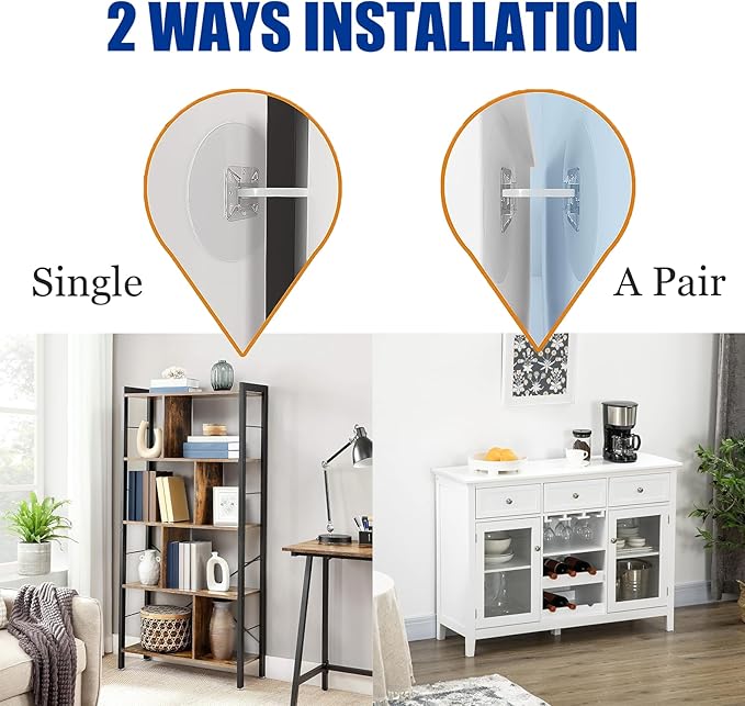 15 Pair Furniture Anchors for Baby Proofing, No Drill Upgraded Self-Adhesive Secure 168 Pound Furniture Prevent Falling Anti Tip Earthquake Straps for Child Safety-BubblyBeeBaby