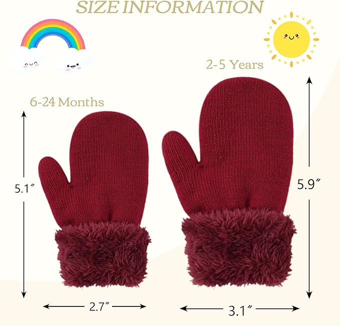 PESAAT Baby Girl Mittens Fleece Toddler Boy Mittens Warm Kids Winter Gloves Unisex Cold Weather Baby Gloves-BubblyBeeBaby
