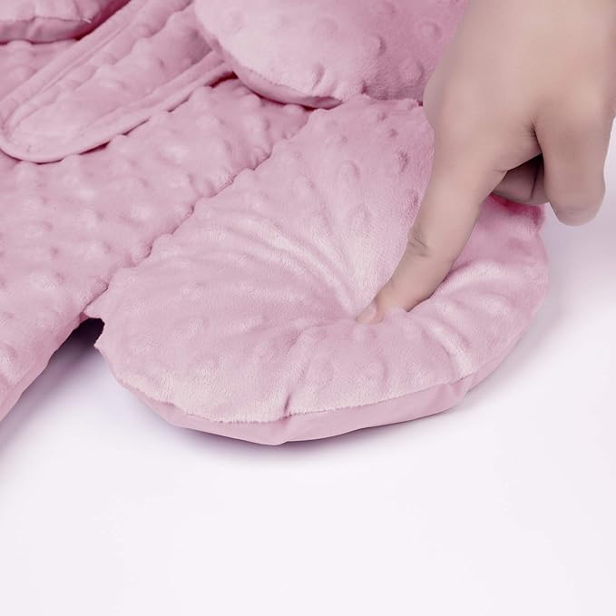 Pro Goleem Infant Car Seat Head Neck Body Support, Ultra-Soft Minky and Microfiber Newborn Car Seat Insert, Perfect for Car Seat, Stroller, 2-in-1 Reversible, Girls, Pink-BubblyBeeBaby