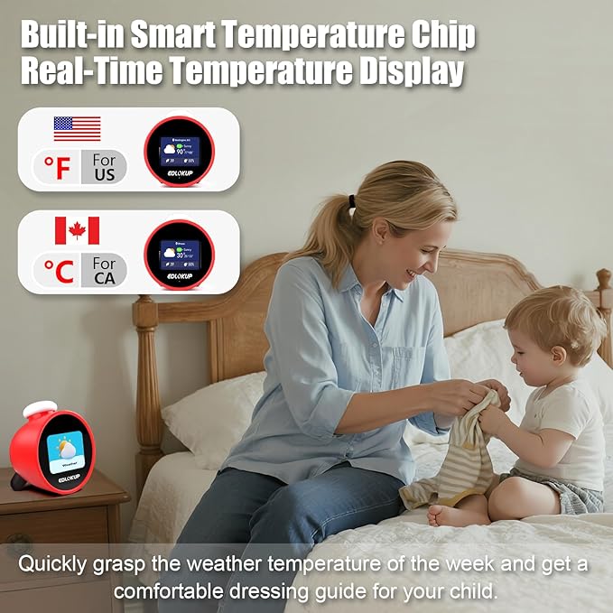 Kids Alarm Clock, Ok to Wake Clock for Kids, Sleep Trainer Clock for Toddler, Adorable Digital Alarm Clock, AI Voice Clock with Chat and 12 White Noise Sound Machine, Time Management Gift for Children-BubblyBeeBaby