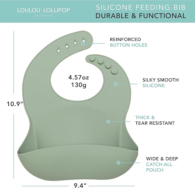 Loulou Lollipop Soft, Waterproof Silicone Feeding Bib-BubblyBeeBaby
