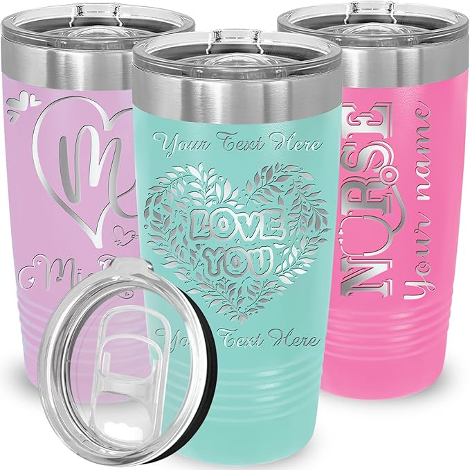 iProductsUS Personalized Tumbler for Women, 20oz Custom Insulated Stainless Steel Cup Engraved Your Name and Designs, Travel Coffee Mug with Lid, Gifts for Mom, Keep Drinks Cold and Hot (Teal)-BubblyBeeBaby
