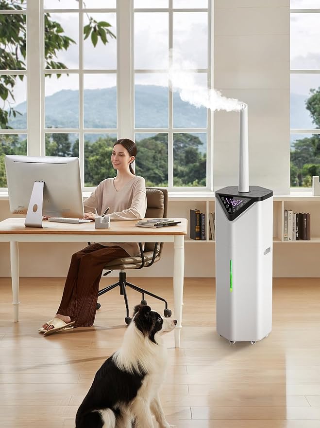 19L/5Gal Humidifiers for Bedroom Large Room 2800 sq ft, Quiet Humidifiers for Large Room, Floor Humidifier with 3 Mist Mode & Auto 180°Mist Tube for Home Whole House School Office Commercial Plants-BubblyBeeBaby