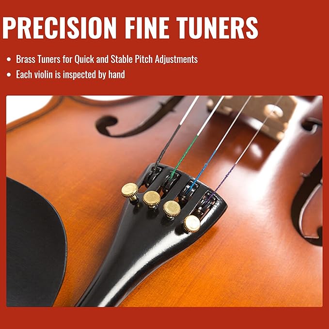 1/2 Size Violin for Kids, Half Size Fiddle - Solid Spruce & Maple with Lightweight Case, Brazilwood Bow, Shoulder Rest, Digital Tuner (Child Beginner Kit MVA-800)-BubblyBeeBaby