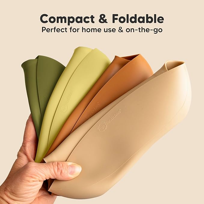 KeaBabies 2-Pack Silicone Baby Bibs for Eating - Sturdy Food-Grade Silicone Bibs for Babies Girl, Boy, Large Food Catcher, Clean & Put On Easily, Waterproof Toddler Feeding Essentials (Olives)-BubblyBeeBaby