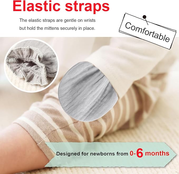 Newborn Mittens No Scratch 100% Cotton Mitts Boy Girl baby mittens 0-6 months 6 Pack-BubblyBeeBaby