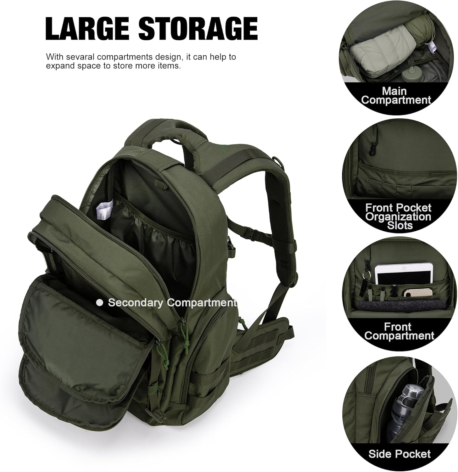 Mardingtop 40L Tactical Backpack for Men,Molle Military Backpack for Hiking,Travel,Camping, Hunting