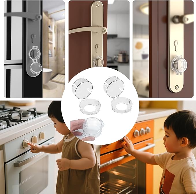 2 Pack Deadbolt Child Safety Lock Cover, Child Proof Door Knob Cover, Large Size Door Safety Deadbolt Lock for Kids, 2.76 * 2.14"-BubblyBeeBaby