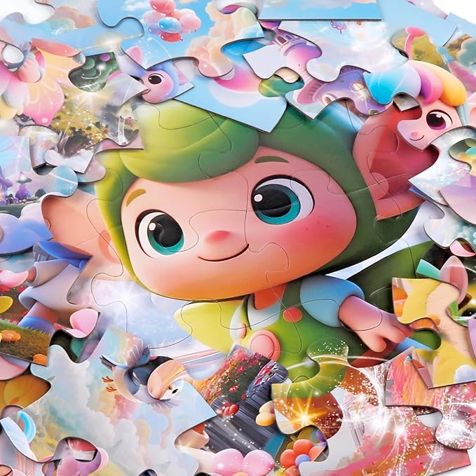 Jumbo Floor Puzzle for Kids,48 Piece Fairy Large Jigsaw Puzzles for Toddler Ages 3-5,Preschool Educational Toy Gift for Boys & Girls Ages 4-8-BubblyBeeBaby