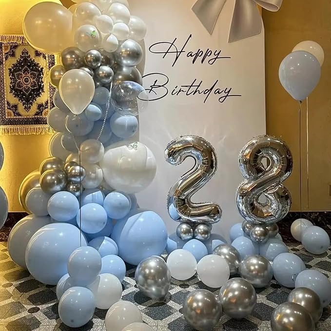 140pcs Makani Blue Round Balloons Different Sizes 18 12 10 5 Inch Latex Balloons for Arch Decoration Party Balloon Kit for Graduation Birthday Party Wedding Balloon Baby Shower Decoration-BubblyBeeBaby