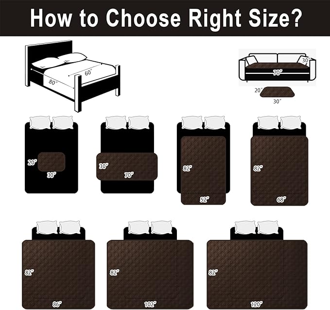 100% Waterproof Dog Bed Cover 86x82 inch Reversible Reusable Camping Mat for Kids/Pet/Dog/Cat Washable Geometric Embroidery Blanket Patchwork Brown+Beige-BubblyBeeBaby