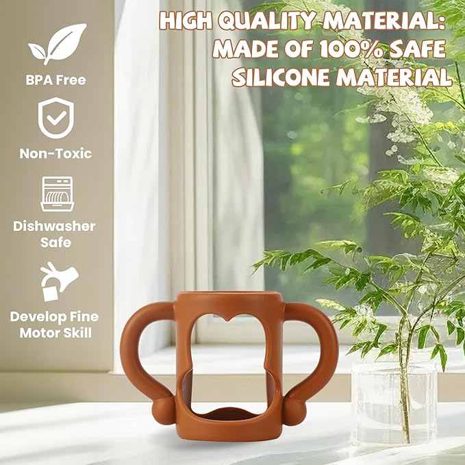 Bottle Handles for Dr. Brown's Narrow Baby, Wide-Neck, Removable Easy-Grip Transitional Sippy Cup Handles, 100% Silicone-BPA-Free Material, 4m+ (White, Green, Blue)-BubblyBeeBaby