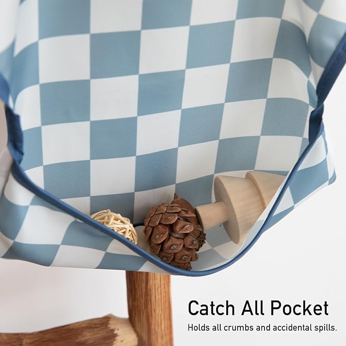 Mess Proof Baby Bib 3 Pack, Waterproof Led Weaning Baby Feeding Bibs with Food Catcher, Travel Feeding Bibs-BubblyBeeBaby