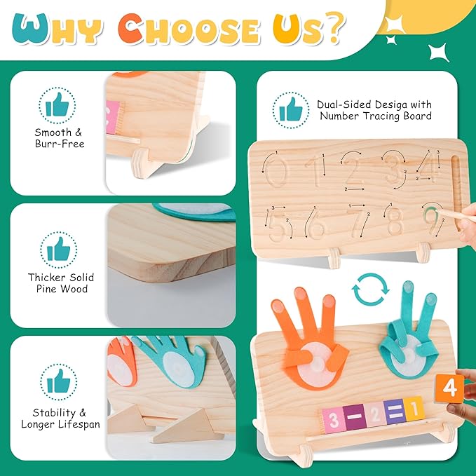 Hirger Preschool Learning Toys for Toddlers 2-4, Educational Math Manipulatives Number Counting Blocks for Kids, Montessori Toy for Boys Girls Age 2+ Birthday Gifts-BubblyBeeBaby